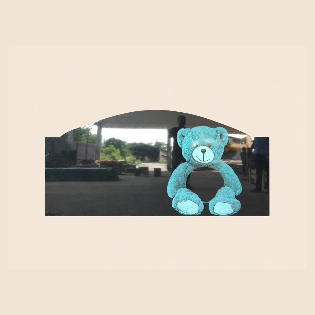 Black granite tablet with a colour laser-etched teddy bear